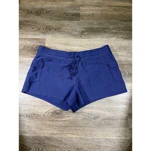Sol Collective Womens Blue‎ Swim Board Shorts Cargo Pockets Size 16 Drawstring